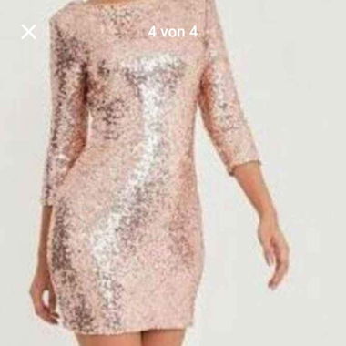 Glitzer Kleid beige pink