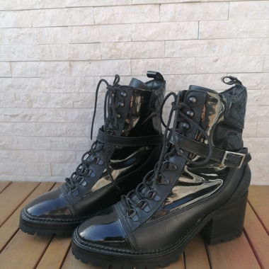 Bottines cuir noir/vinyle - The Kooples