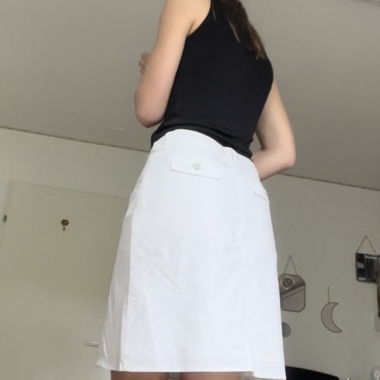 white vintage knee length skirt