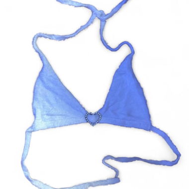 White Tezenis fluffy bralette with heart