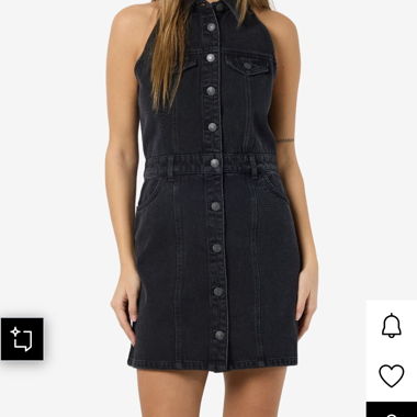 Schwarzes Jeanskleid ohne Ärmel