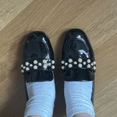 Black Patent Loafers with Beads