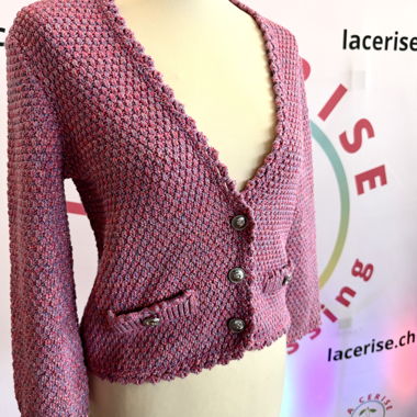 Pink textured knit cardigan maje 