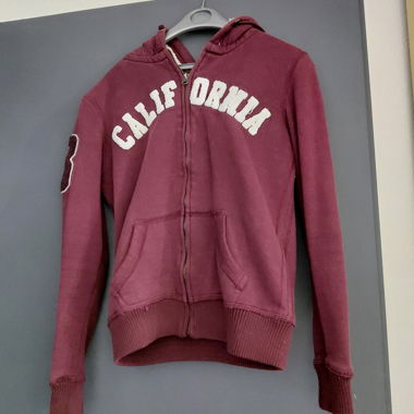 Felpa con cappuccio bordeaux con zip "California"