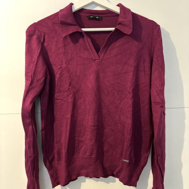 Damenpullover mit Kragen, Fuchsia