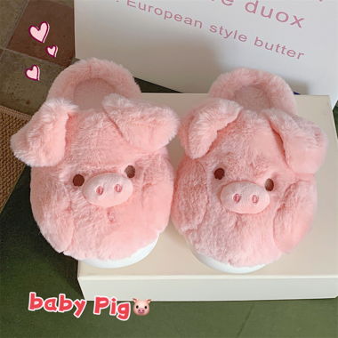 Pantofole con maialino in peluche rosa