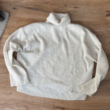 Pull col roulé blanc
