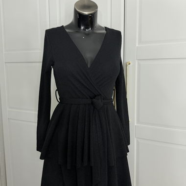 Abito incrociato nero con glitter XS