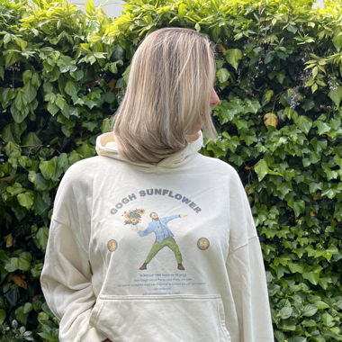 Hoodie pale yellow Van Gogh design XL