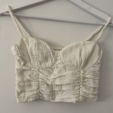 Cream ruched crop top