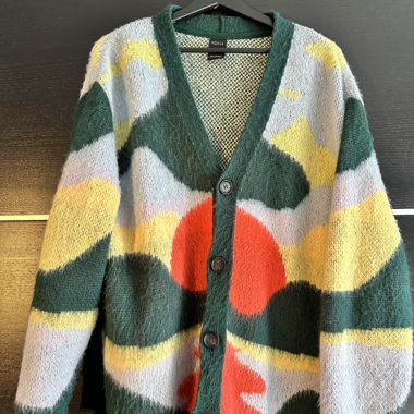 Cardigan in maglia fantasia multicolore