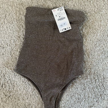 Body con glitter marrone, taglia S