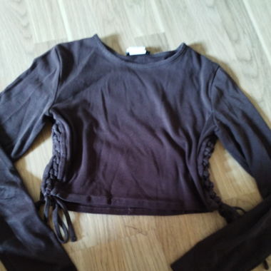 Brown cropped Long sleeve top with Laced sides