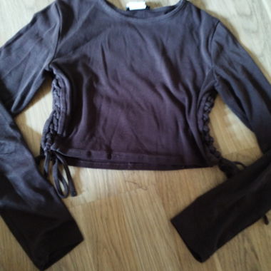 Brown cropped Long sleeve top with Laced sides