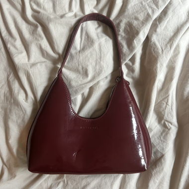 Burgundy / cherry red varnished hand bag  