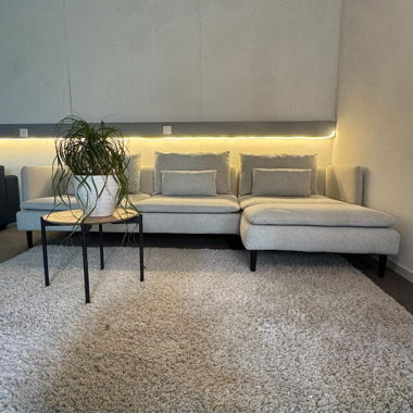 Pastel Silver Corner Sofa with Free Delivery