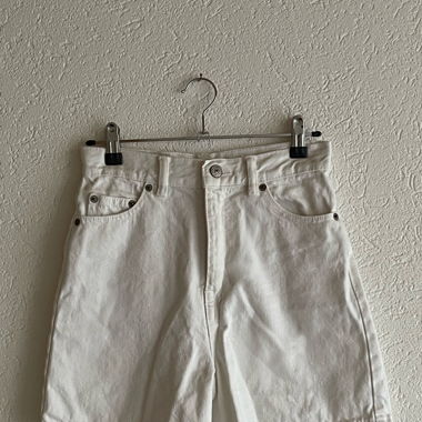 White High-Waisted Denim Shorts 