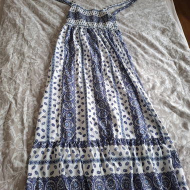 Boho Maxi Dress white-blue