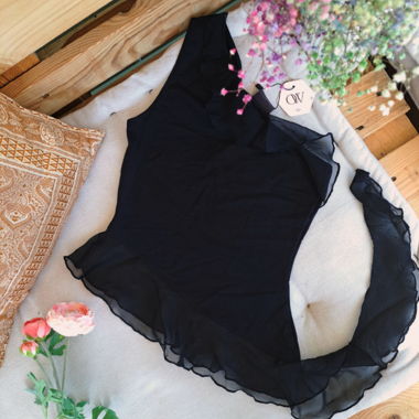 OW Collection Schwarzes  Chiffon Top