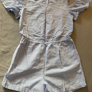 Sommer Jumpsuit blau-weiss gestreift - Gr. 128