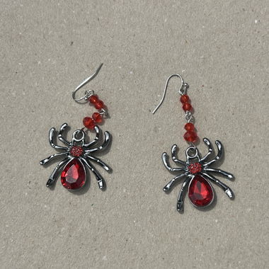 Red Vampire Gothic Spider Earrings Handmade