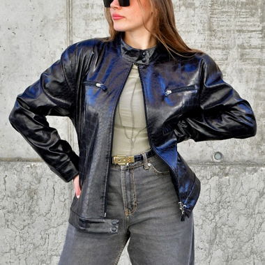 Giacca in pelle vintage Biker