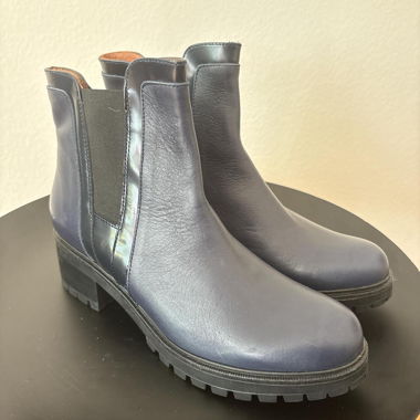 Stivaletti KESS in pelle blu navy con tacco da 2\"