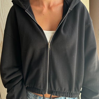 Cropped Zip-up Hoodie