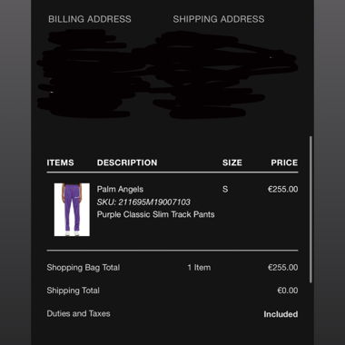 Original Purple Palm Angels Joggers