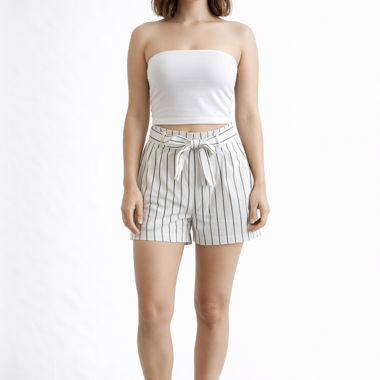 Gestreifte Shorts mit Bindegürtel
