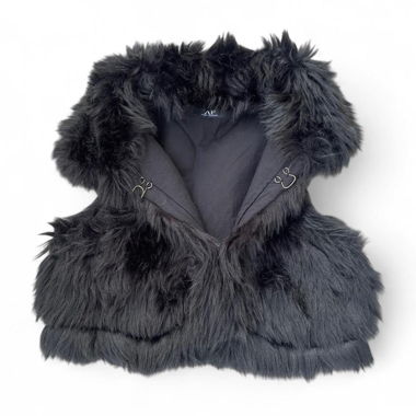 Gilet court en fausse fourrure noire