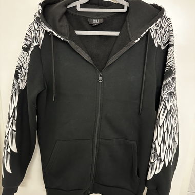 Black SMOG Zip Hoodie with Tiger Print
