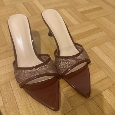 Brown heeled mules