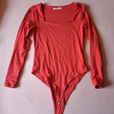 Red Long-Sleeve Bodysuit