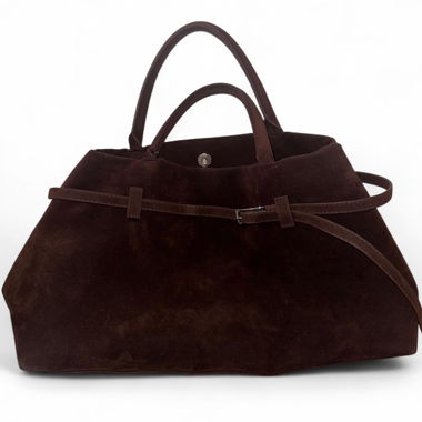 Vintage Brown suede leather tote bag 