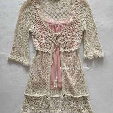 Set Cami in Pizzo a Uncinetto Fairy Rosa Crema – Taglia S