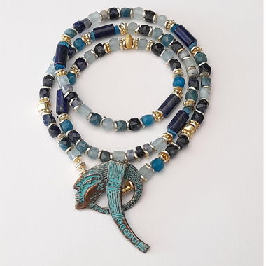 Schmuck Halskette  Armband, Lapislazuli, Apatit