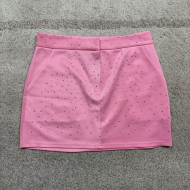 Pink mini skirt with rhinestones