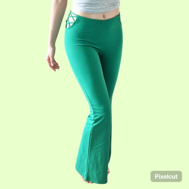 Hosen grün bootycut flared Party cutouts