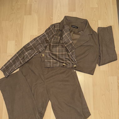 Rafferiza Kontrast Plaid Muster, Blazer und Hose