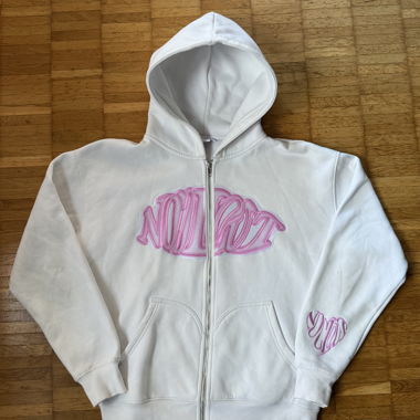 Noclout Pinky Zip zip-up hoodie white and pink