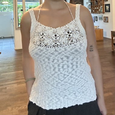 japanese vintage: white crochet  halter camisole