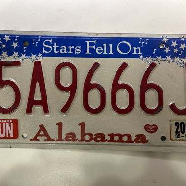 TARGA ORIGINALE USA, Alabama 5A9666J