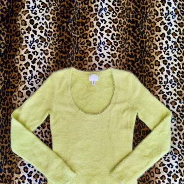 Lime Green Fuzzy Sweater