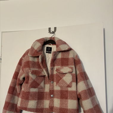 Cropped Karo Teddyjacke, Gr. EU 38, Damen 