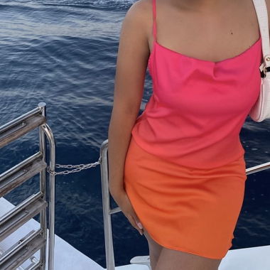 Kurzes Kleid rosa/orange
