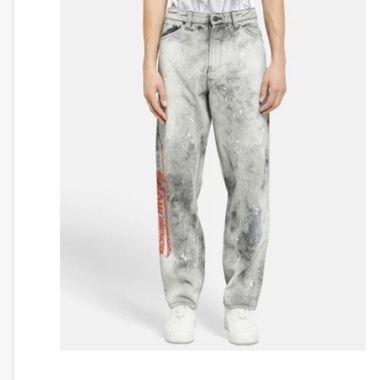 A Cold Wall/Grey print jeans with orange graphic