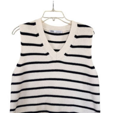 Pull sans manches à rayures - Zara