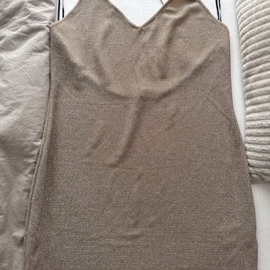 Glitzer Trägertop beige