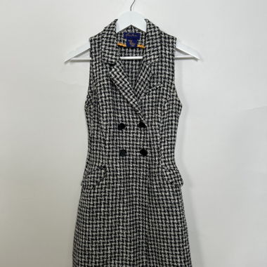 Robe gilet en tweed chevrons